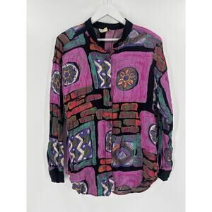 Essay Sharon Anthony Vintage Button Up Womens 12 Multicolor Artsy Boho Colorful